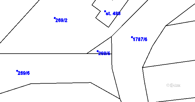Parcela st. 269/5 v KÚ Přibyslavice nad Jihlavou, Katastrální mapa