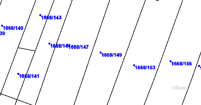 Parcela st. 1668/149 v KÚ Přibyslavice nad Jihlavou, Katastrální mapa