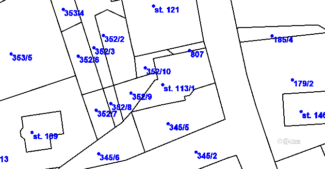 Parcela st. 113/1 v KÚ Příčina, Katastrální mapa