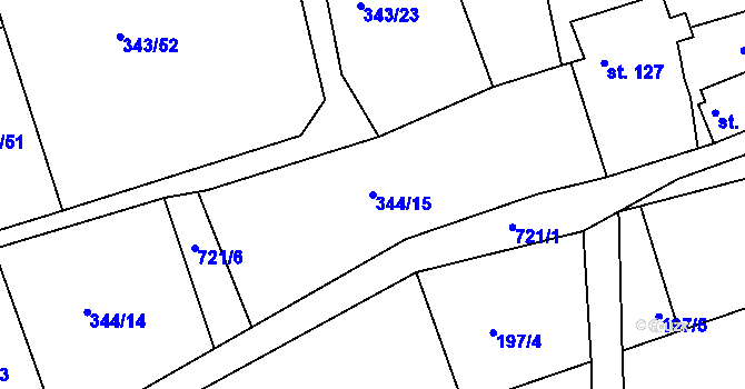 Parcela st. 344/15 v KÚ Příčina, Katastrální mapa