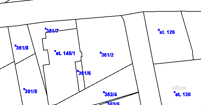 Parcela st. 361/2 v KÚ Příčina, Katastrální mapa