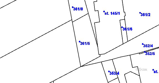 Parcela st. 361/5 v KÚ Příčina, Katastrální mapa