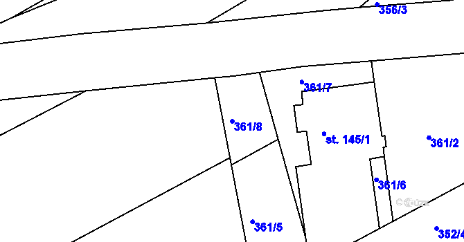Parcela st. 361/8 v KÚ Příčina, Katastrální mapa
