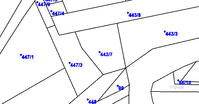 Parcela st. 442/7 v KÚ Příčina, Katastrální mapa