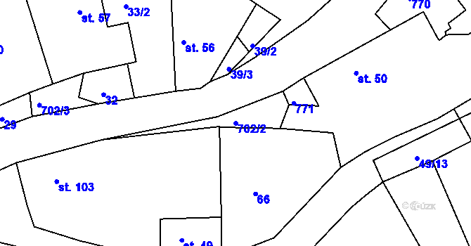 Parcela st. 702/2 v KÚ Příčina, Katastrální mapa
