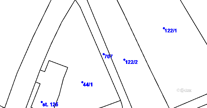 Parcela st. 707 v KÚ Příčina, Katastrální mapa