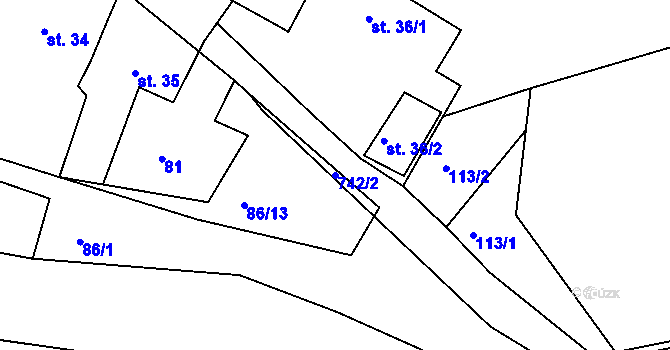 Parcela st. 742/2 v KÚ Příčina, Katastrální mapa