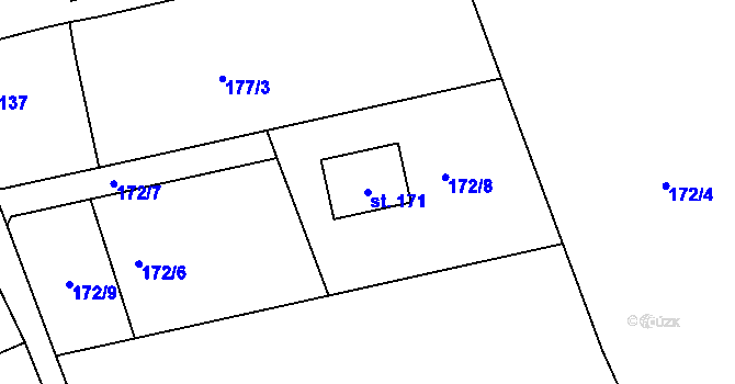 Parcela st. 171 v KÚ Příčina, Katastrální mapa