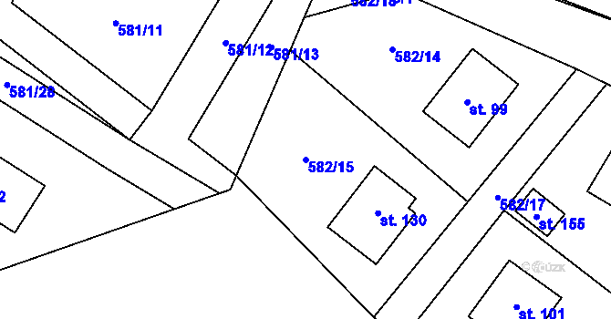 Parcela st. 582/15 v KÚ Příčovy, Katastrální mapa