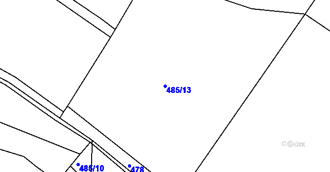 Parcela st. 485/13 v KÚ Příčovy, Katastrální mapa
