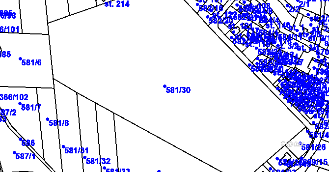 Parcela st. 581/30 v KÚ Příčovy, Katastrální mapa