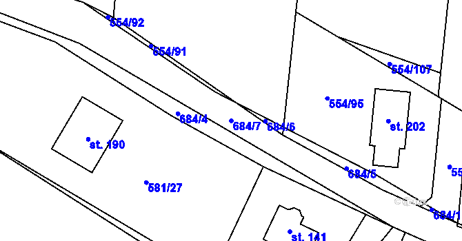 Parcela st. 684/7 v KÚ Příčovy, Katastrální mapa