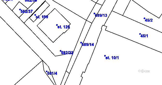 Parcela st. 689/14 v KÚ Příčovy, Katastrální mapa