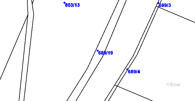 Parcela st. 689/19 v KÚ Příčovy, Katastrální mapa