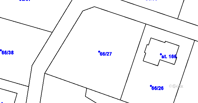 Parcela st. 66/27 v KÚ Příčovy, Katastrální mapa