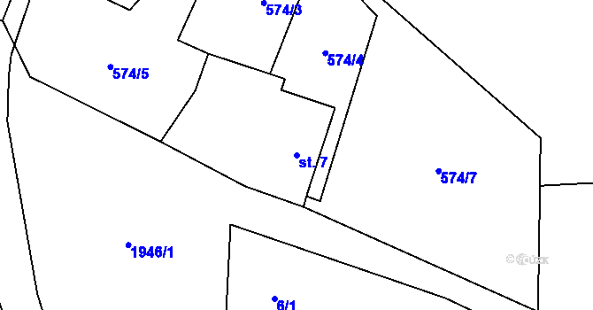 Parcela st. 7 v KÚ Zátes, Katastrální mapa