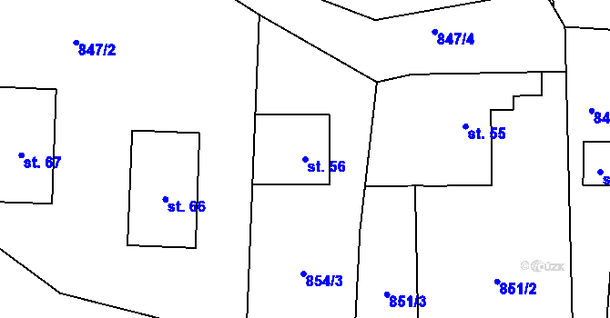 Parcela st. 56 v KÚ Zátes, Katastrální mapa