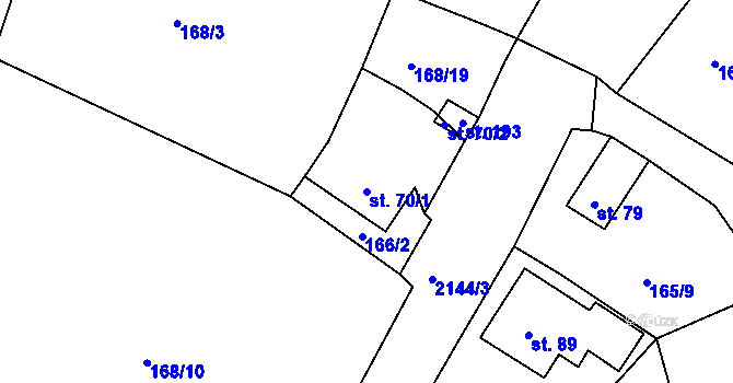 Parcela st. 70/1 v KÚ Přídolí, Katastrální mapa