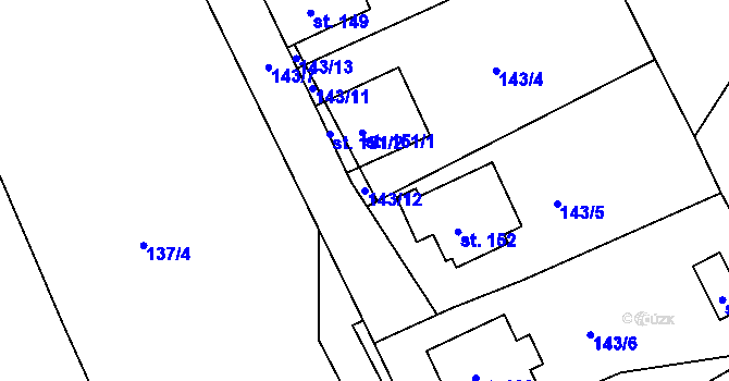 Parcela st. 143/12 v KÚ Přídolí, Katastrální mapa