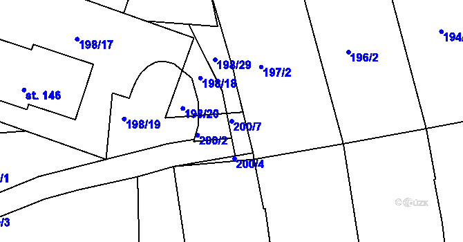Parcela st. 200/7 v KÚ Přídolí, Katastrální mapa