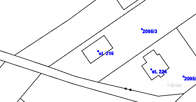 Parcela st. 216 v KÚ Přídolí, Katastrální mapa