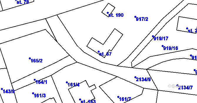 Parcela st. 67 v KÚ Přídolí, Katastrální mapa
