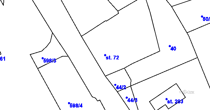 Parcela st. 72 v KÚ Přídolí, Katastrální mapa