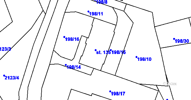 Parcela st. 135 v KÚ Přídolí, Katastrální mapa
