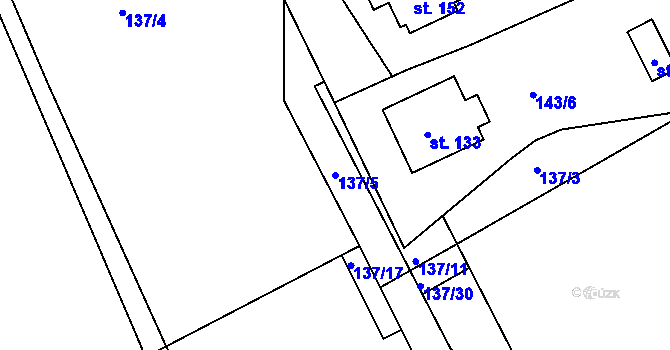 Parcela st. 137/5 v KÚ Přídolí, Katastrální mapa