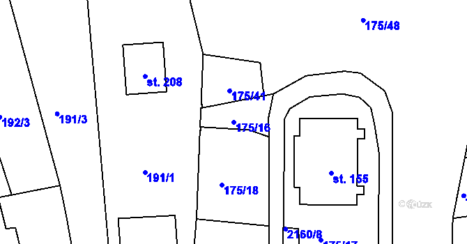 Parcela st. 175/16 v KÚ Přídolí, Katastrální mapa