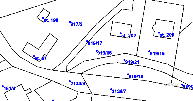 Parcela st. 919/16 v KÚ Přídolí, Katastrální mapa