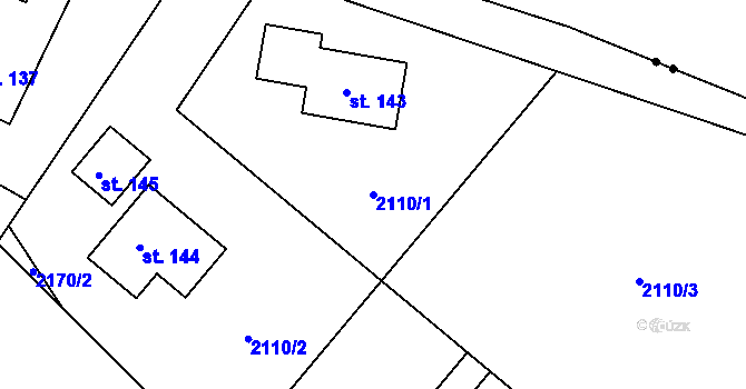 Parcela st. 2110/1 v KÚ Spolí, Katastrální mapa