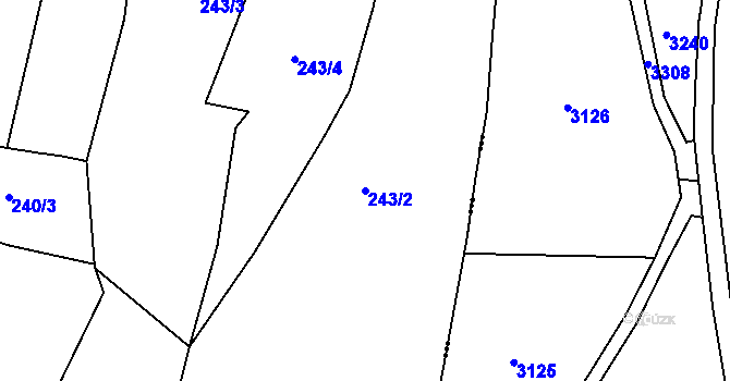 Parcela st. 243/2 v KÚ Lověšice, Katastrální mapa