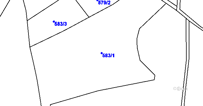 Parcela st. 583/1 v KÚ Lověšice, Katastrální mapa