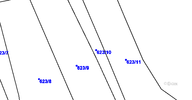 Parcela st. 623/10 v KÚ Lověšice, Katastrální mapa