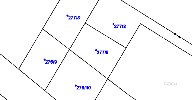Parcela st. 277/9 v KÚ Kucíny, Katastrální mapa
