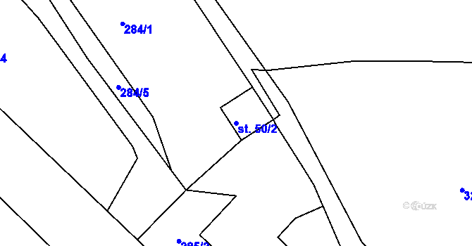 Parcela st. 50/2 v KÚ Kucíny, Katastrální mapa