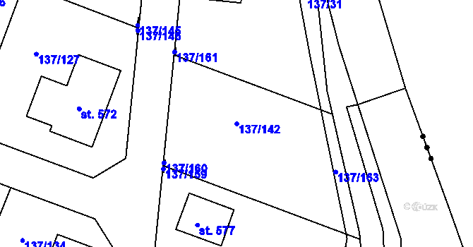 Parcela st. 137/142 v KÚ Příchovice u Přeštic, Katastrální mapa