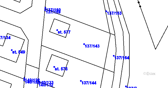 Parcela st. 137/143 v KÚ Příchovice u Přeštic, Katastrální mapa