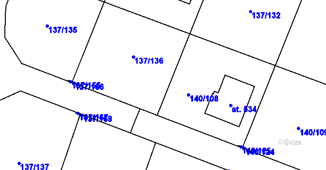 Parcela st. 140/107 v KÚ Příchovice u Přeštic, Katastrální mapa