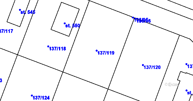 Parcela st. 137/119 v KÚ Příchovice u Přeštic, Katastrální mapa
