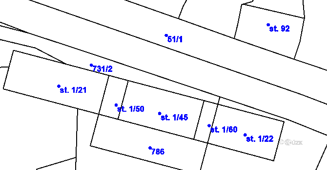 Parcela st. 1/36 v KÚ Příchovice u Přeštic, Katastrální mapa