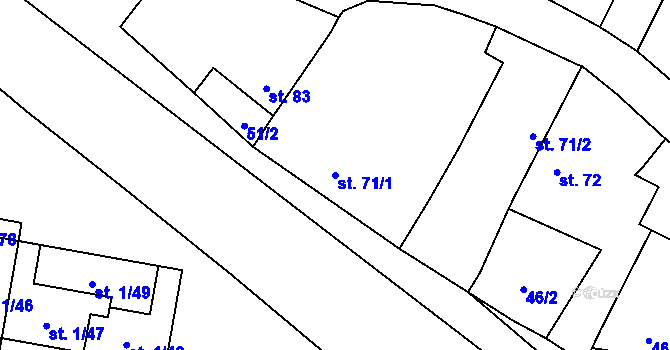 Parcela st. 71/1 v KÚ Příchovice u Přeštic, Katastrální mapa