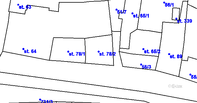 Parcela st. 78/2 v KÚ Příchovice u Přeštic, Katastrální mapa