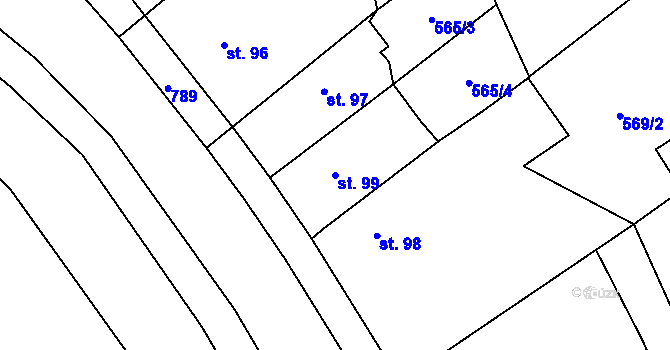 Parcela st. 99 v KÚ Příchovice u Přeštic, Katastrální mapa