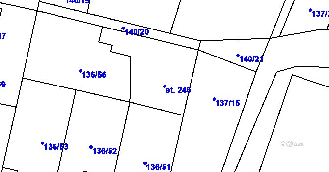Parcela st. 246 v KÚ Příchovice u Přeštic, Katastrální mapa