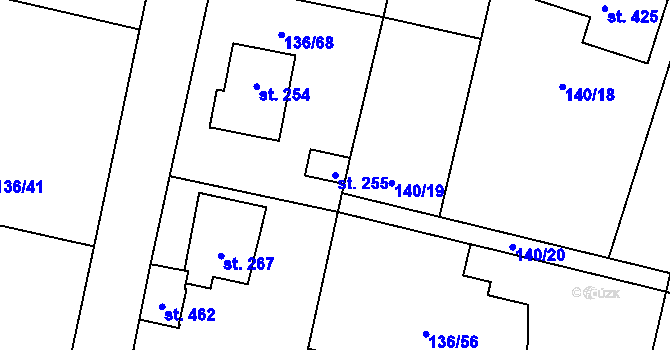 Parcela st. 255 v KÚ Příchovice u Přeštic, Katastrální mapa