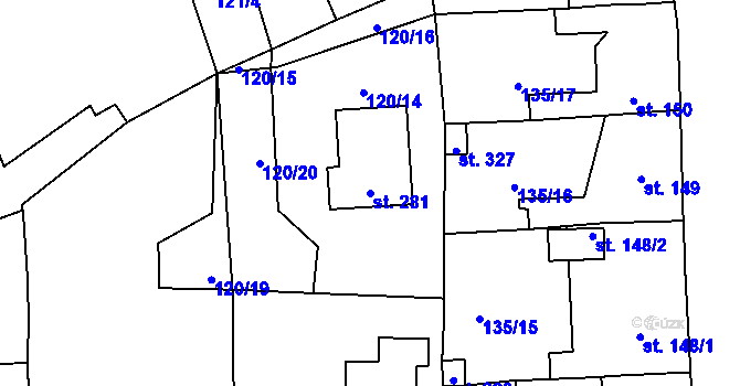 Parcela st. 281 v KÚ Příchovice u Přeštic, Katastrální mapa