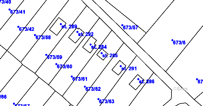 Parcela st. 285 v KÚ Příchovice u Přeštic, Katastrální mapa