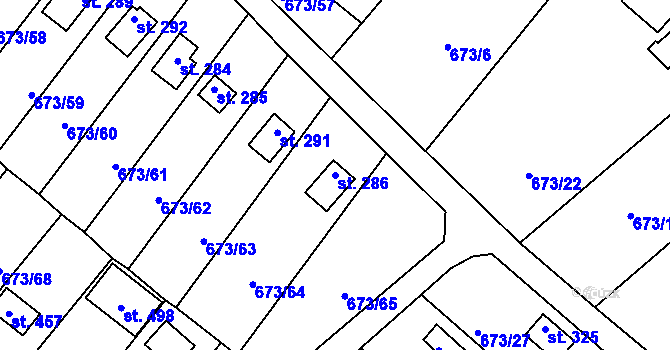 Parcela st. 286 v KÚ Příchovice u Přeštic, Katastrální mapa